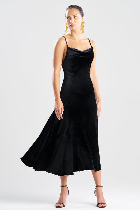 Buy Couture Velvet Silk Slip Dress in Black Online Black