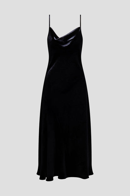 Buy Couture Velvet Silk Slip Dress in Black Online Black