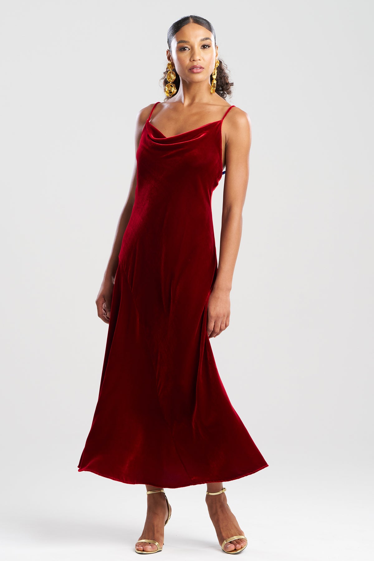 Couture Velvet Silk Slip Dress Red Garnet