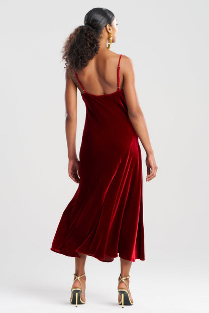 Couture Velvet Silk Slip Dress Red Garnet