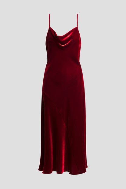 Couture Velvet Silk Slip Dress Red Garnet