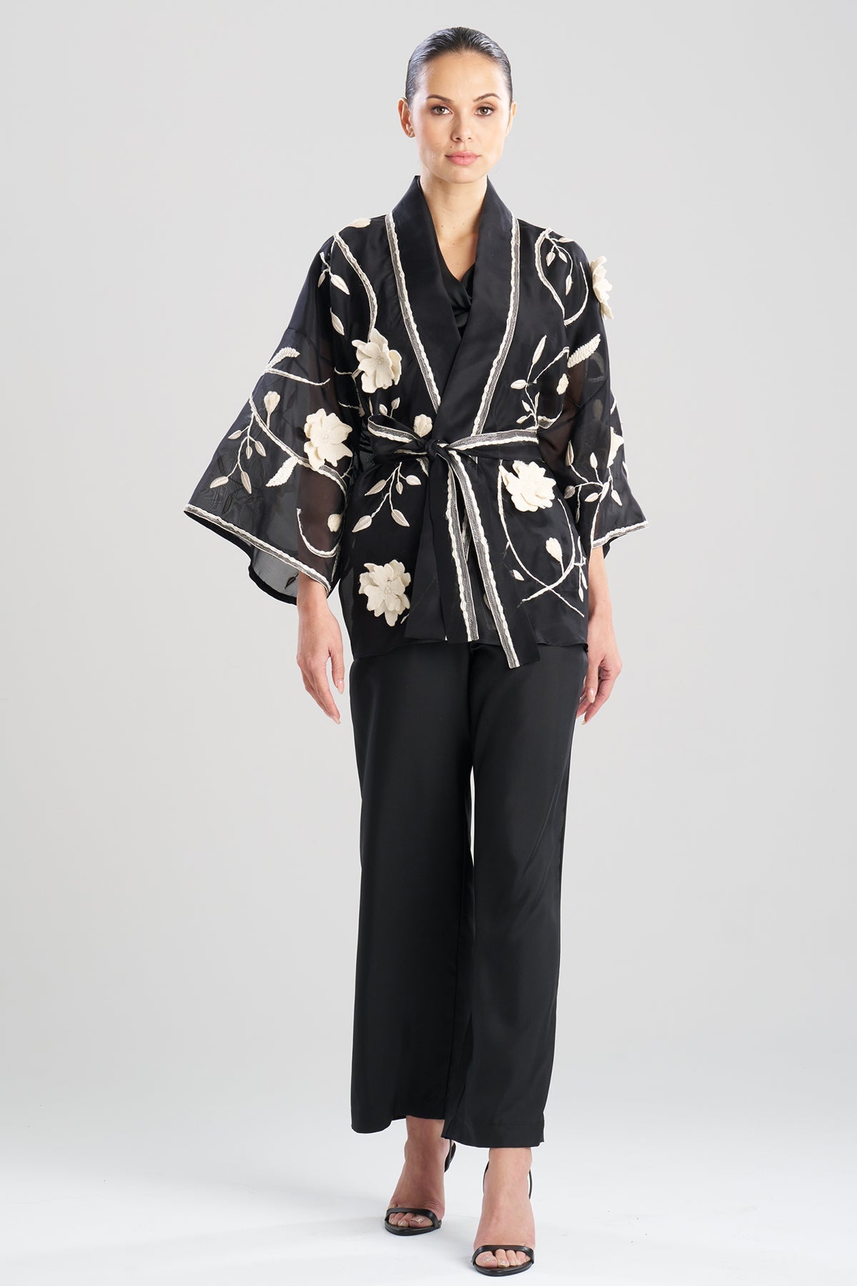 Couture Silk Organza Embellished Jacket Black