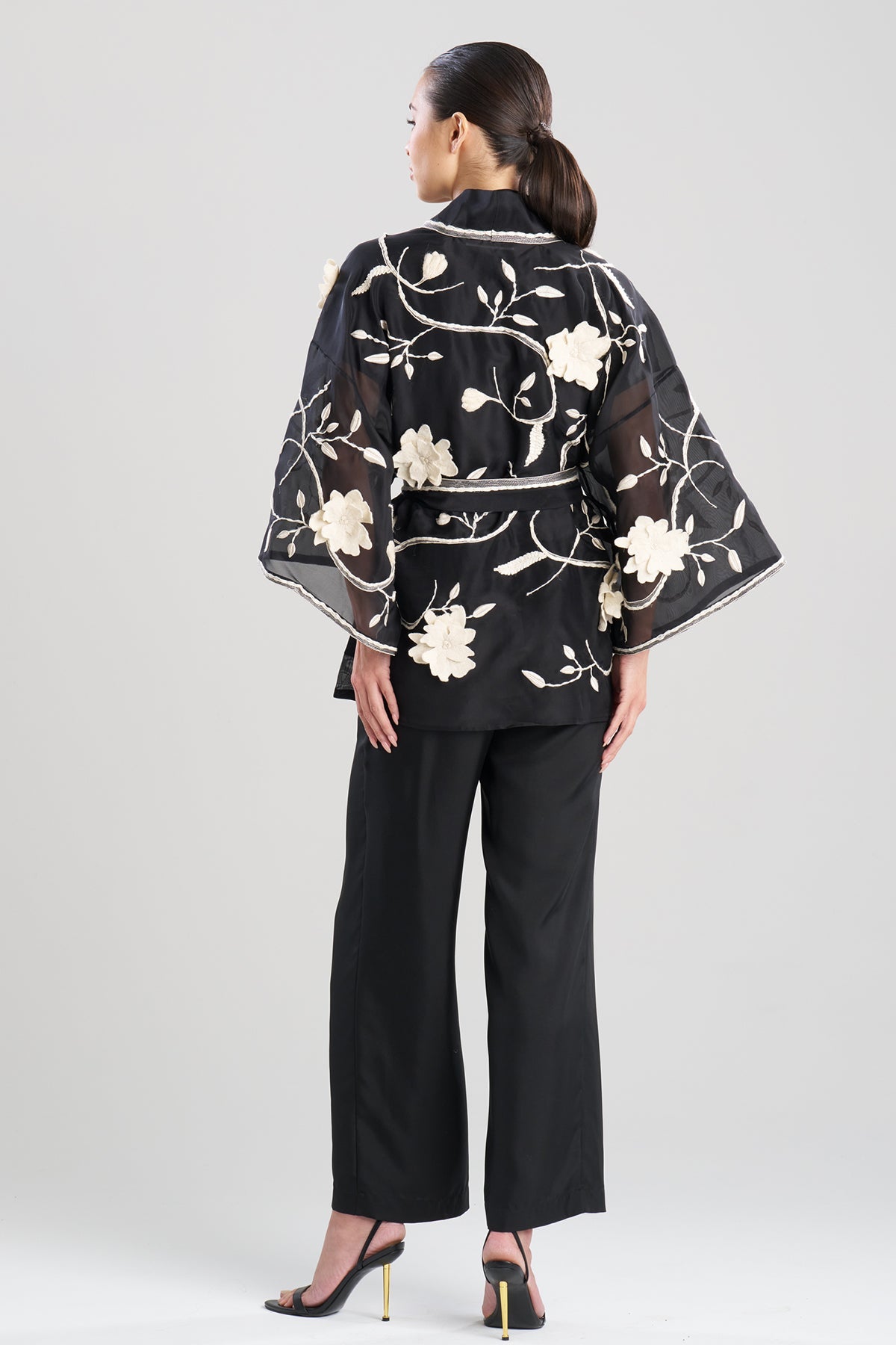 Couture Silk Organza Embellished Jacket Black