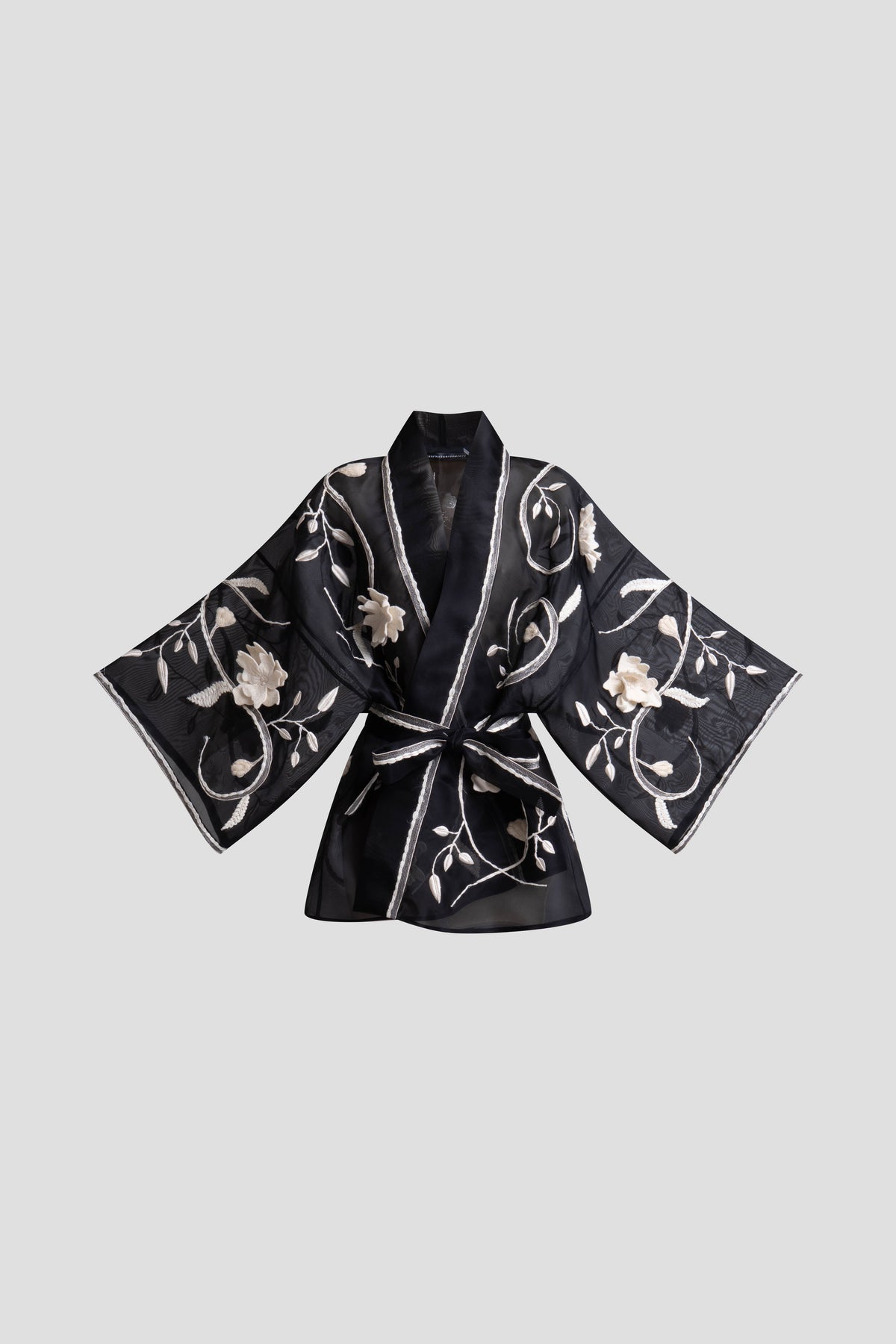 Couture Silk Organza Embellished Jacket Black