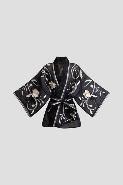 Couture Silk Organza Embellished Jacket Black