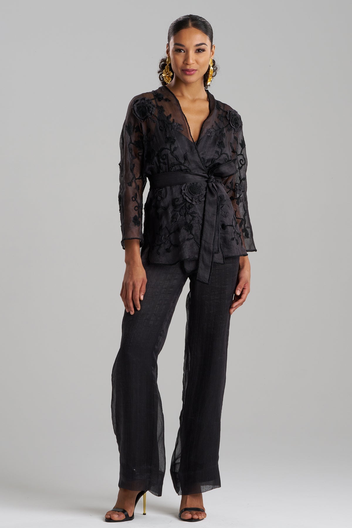 Couture Piña Belted Jacket Black