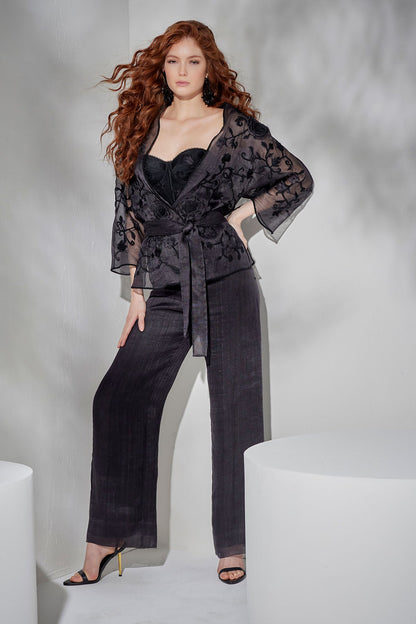 Couture Piña Belted Jacket Black