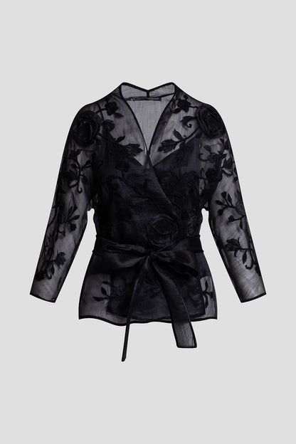 Couture Piña Belted Jacket Black