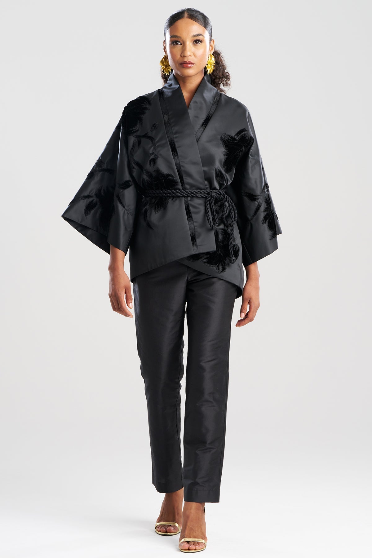Couture Duchess Satin Coat Black