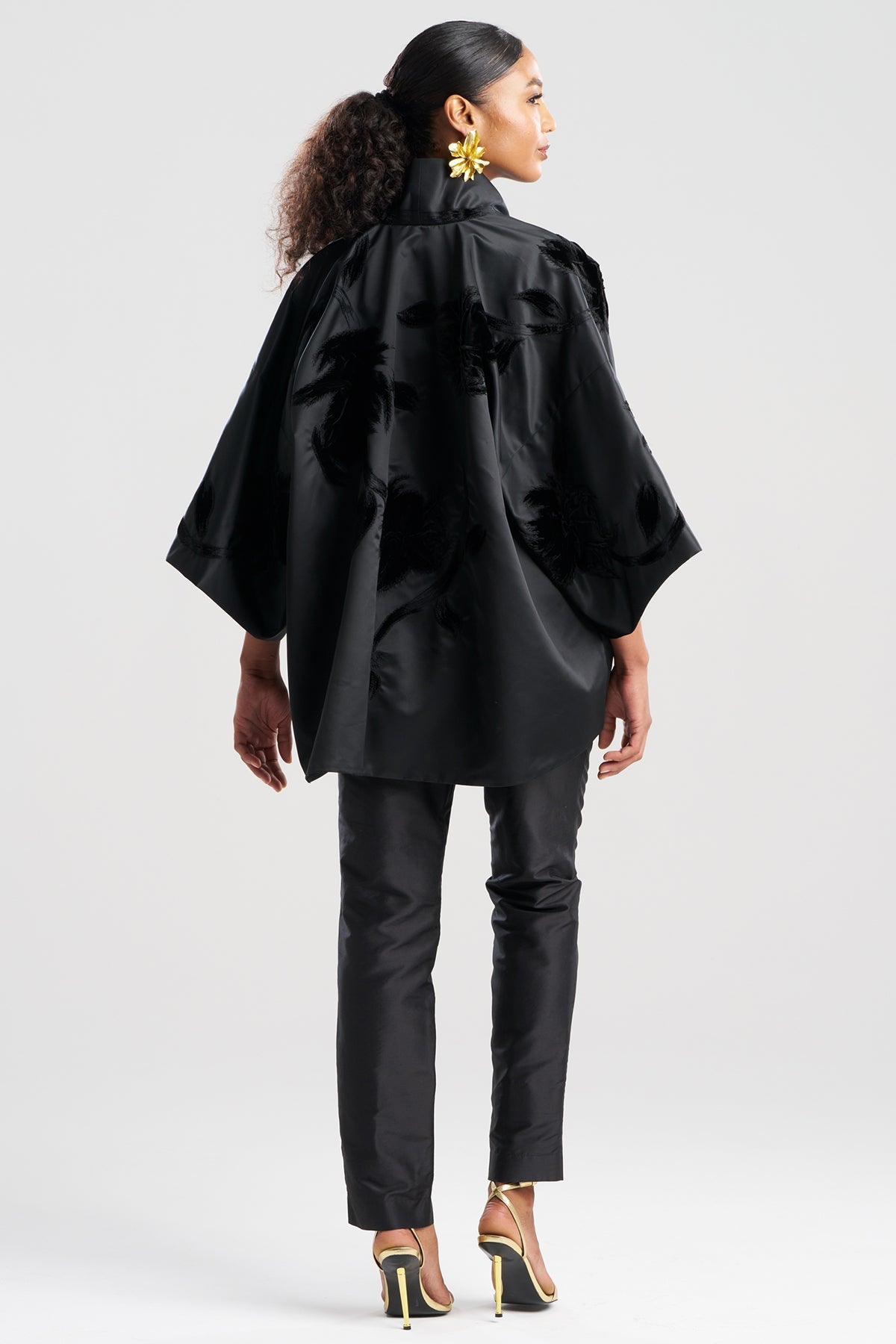 Couture Duchess Satin Coat Black