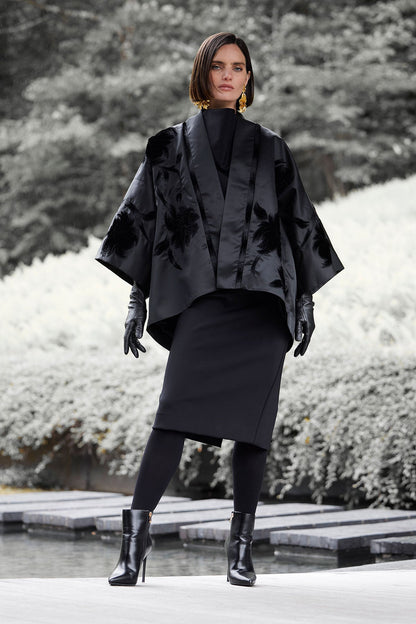 Couture Duchess Satin Coat Black