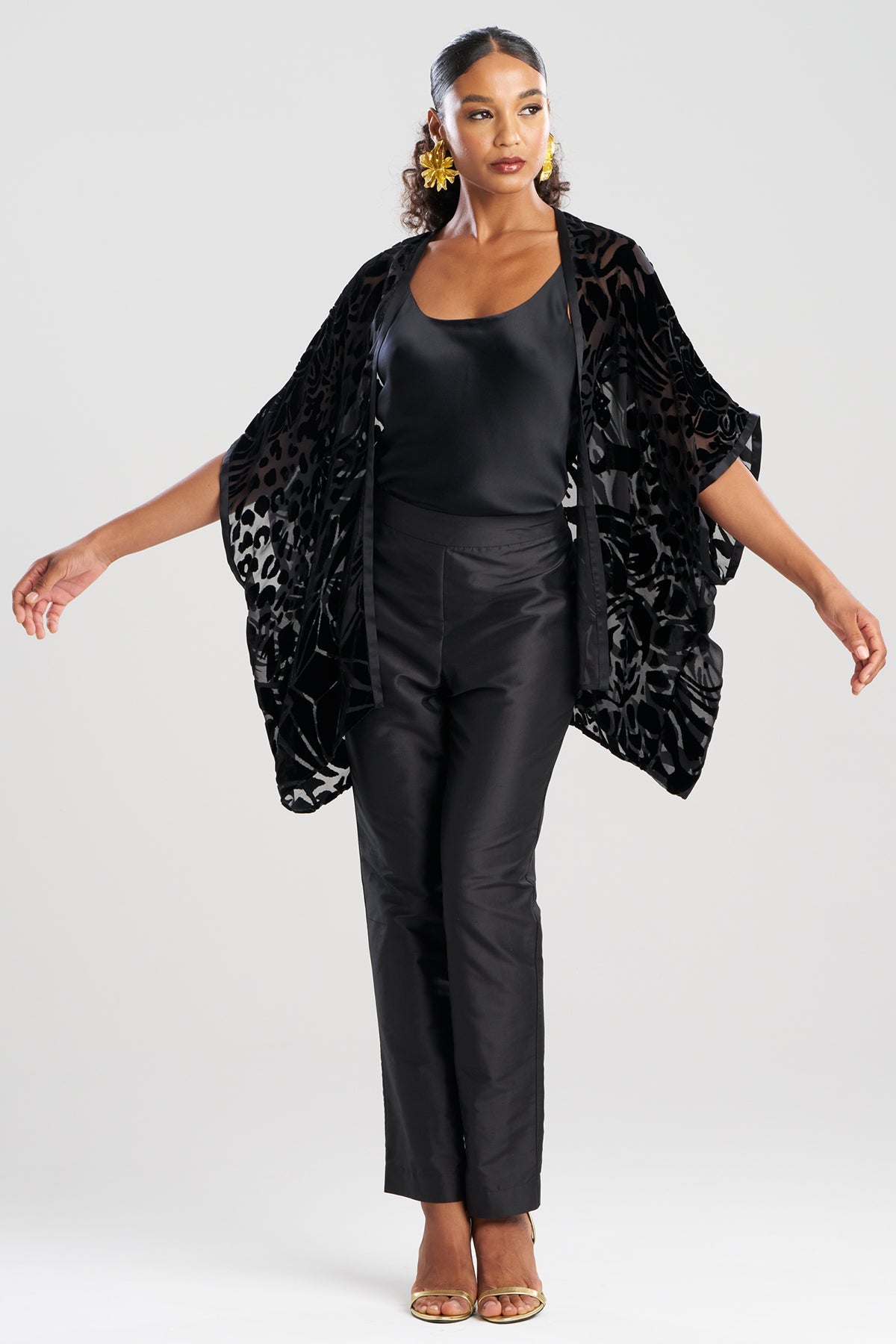 Couture Burnout Velvet Cocoon Cardigan Black