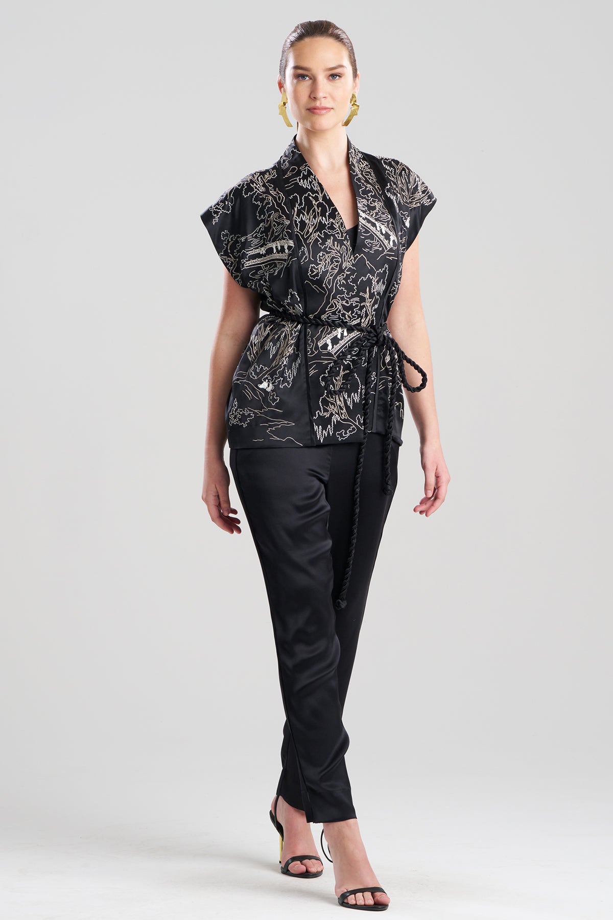 Couture Nara Embroidered Silk Vest Black/White