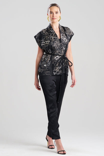 Couture Nara Embroidered Silk Vest Black/White