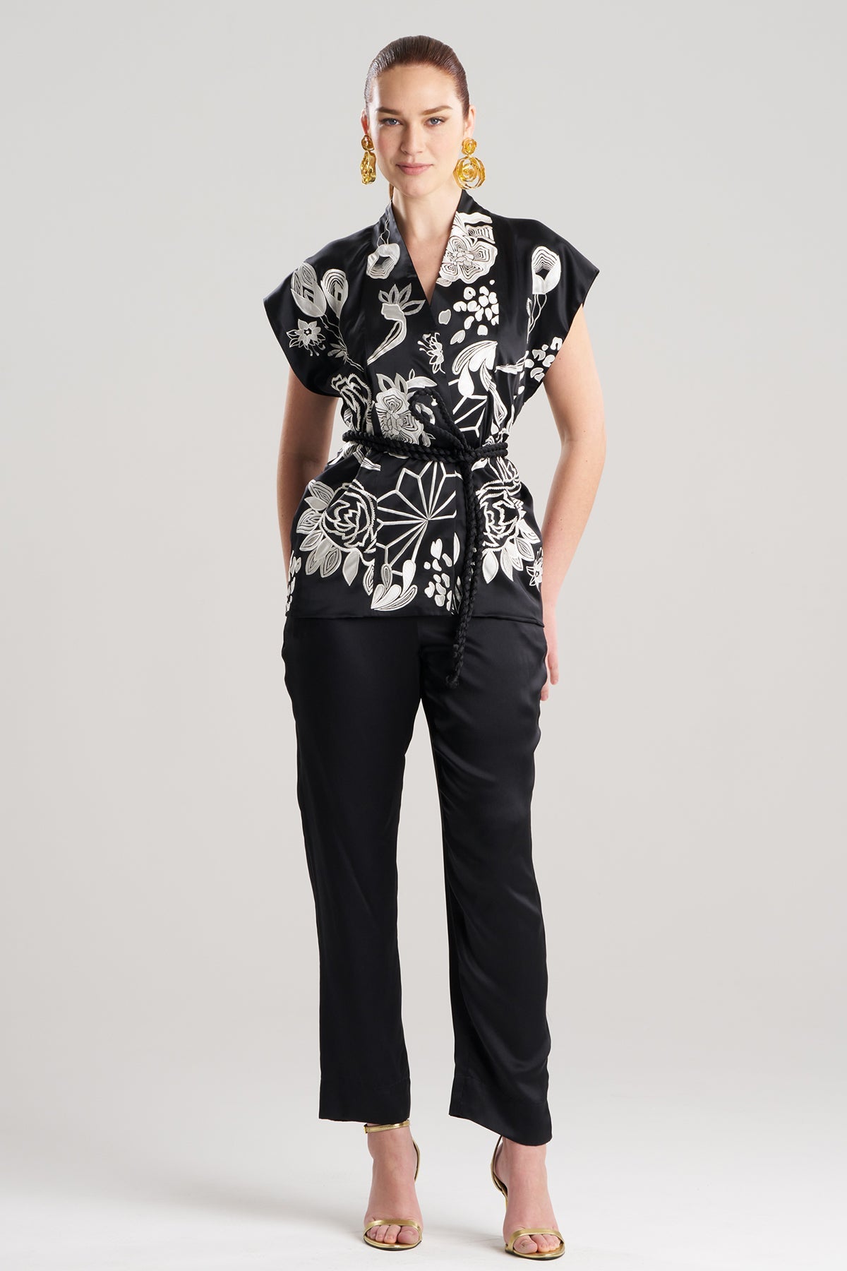 Couture Nouveau Embroidered Silk Vest Black