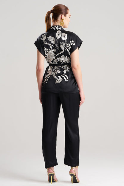 Couture Nouveau Embroidered Silk Vest Black