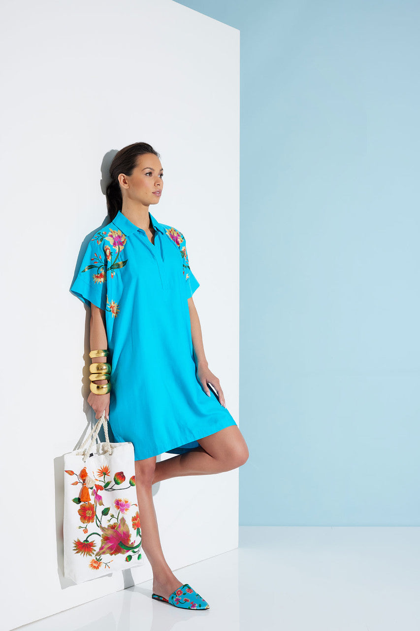 Buy Chikayo Embroidered Canvas Tote Bag in White Multi Online White Multi