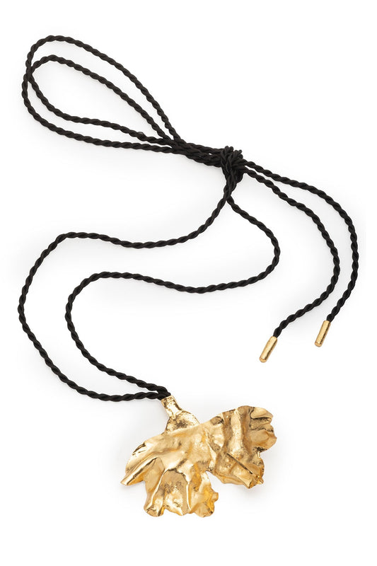 Peony Gold Plated Oversized Pendant Rope Belt Gold