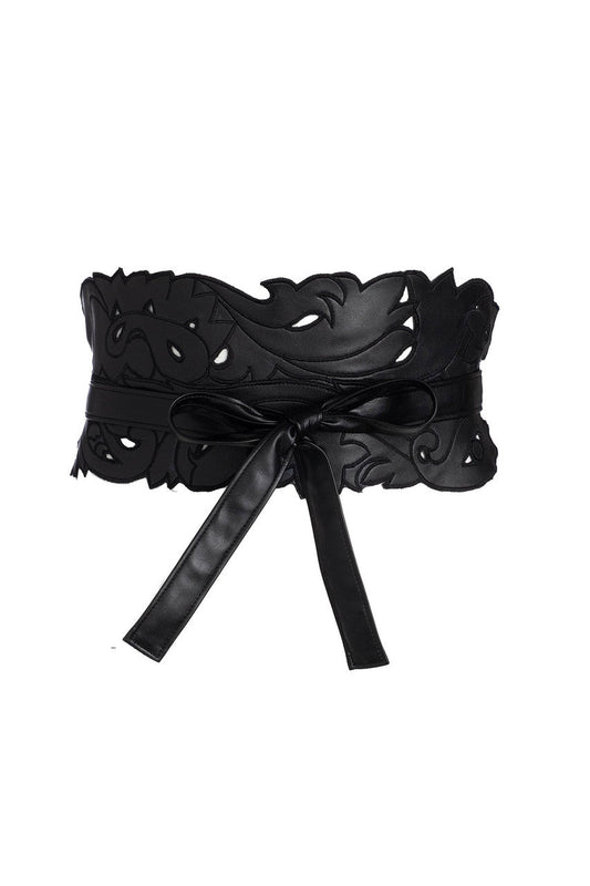 Buy Vegan Luxe Lambskin Cut Out Obi Belt in Black Online Black