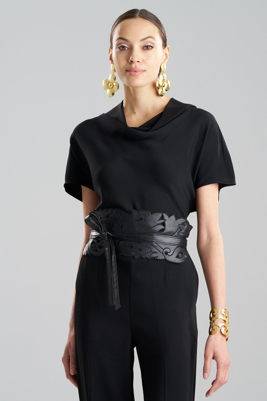 Buy Vegan Luxe Lambskin Cut Out Obi Belt in Black Online Black