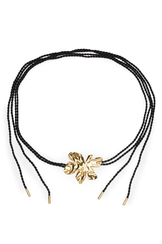 Peony Gold Plated Pendant Rope Belt Gold