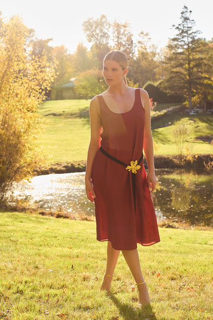 Peony Gold Plated Pendant Rope Belt Gold