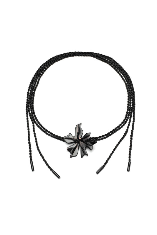 Horn Floral Pendant Belt Black