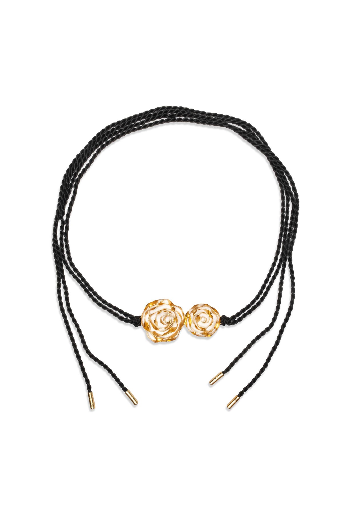 Rosette Gold Plated Pendant Rope Belt Gold
