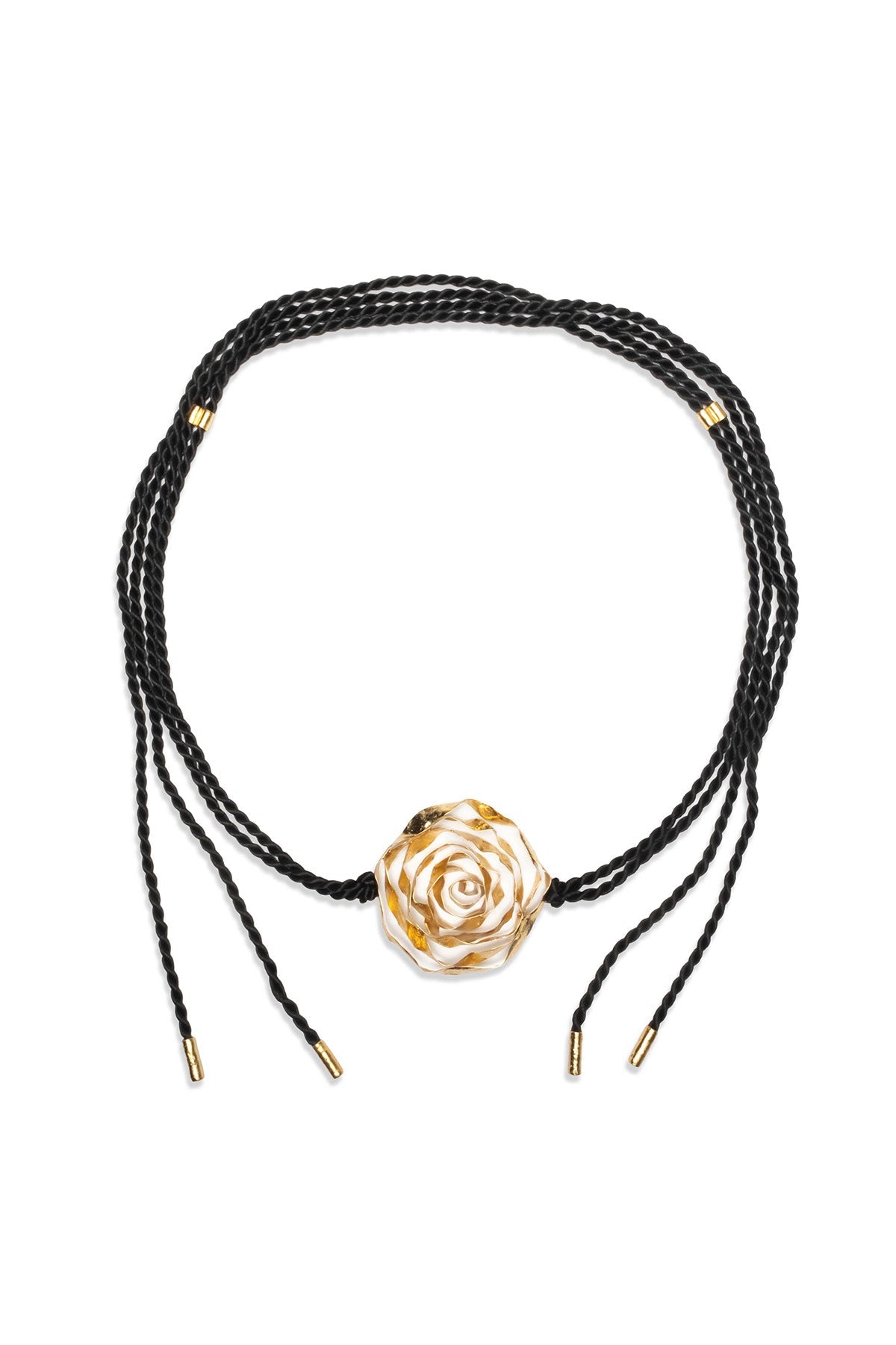 Rosette Gold Plated Wide Pendant Rope Belt Gold