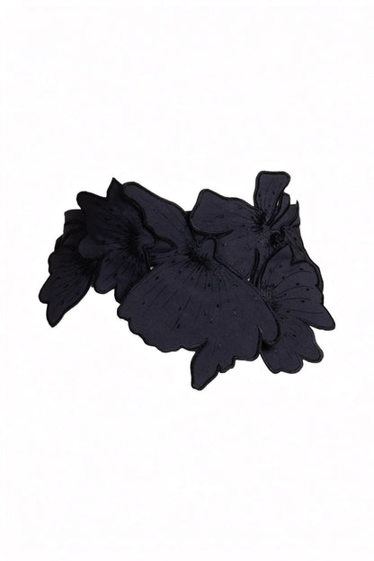 Tech Cotton Taffeta Embroidered 3D Obi Belt Black