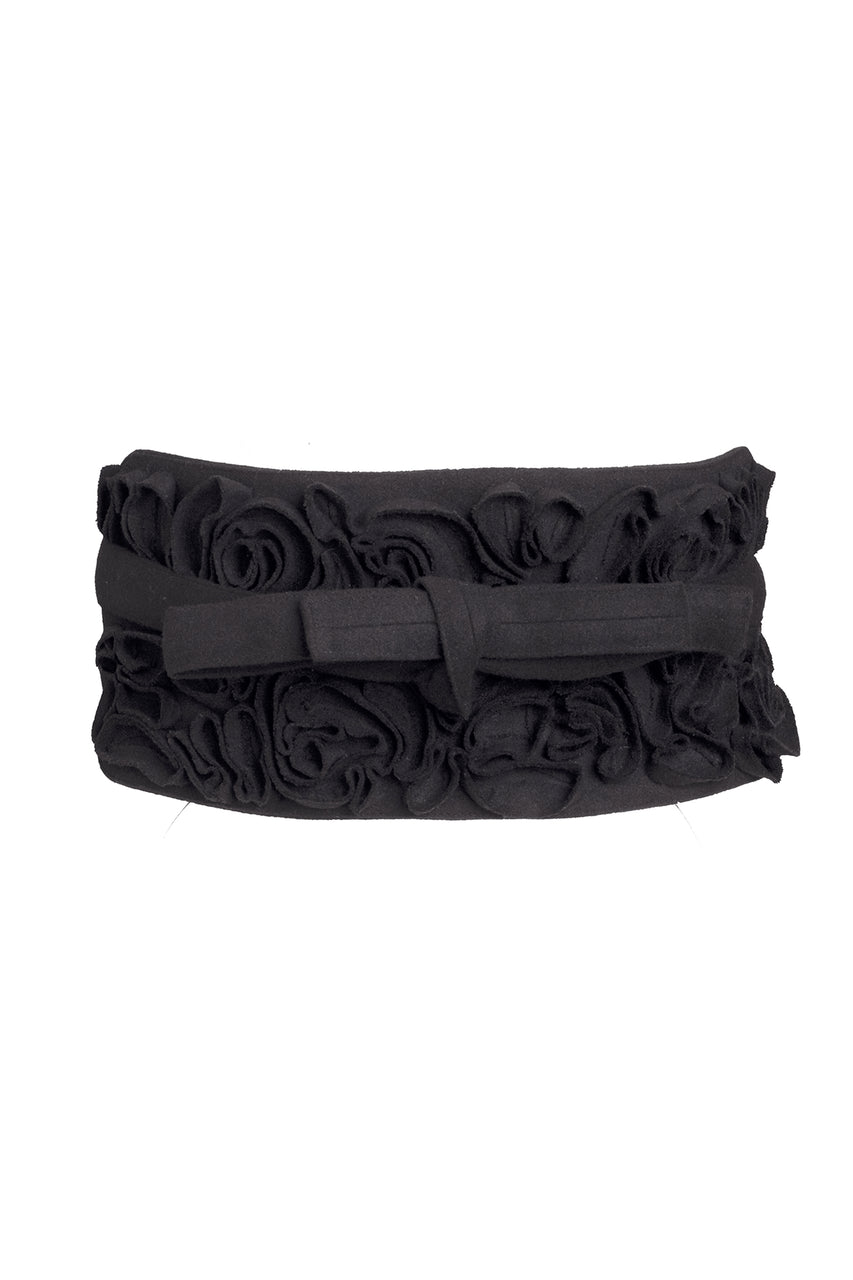 Buy Felt Embroidered Floral Obi Belt in Black Online Black