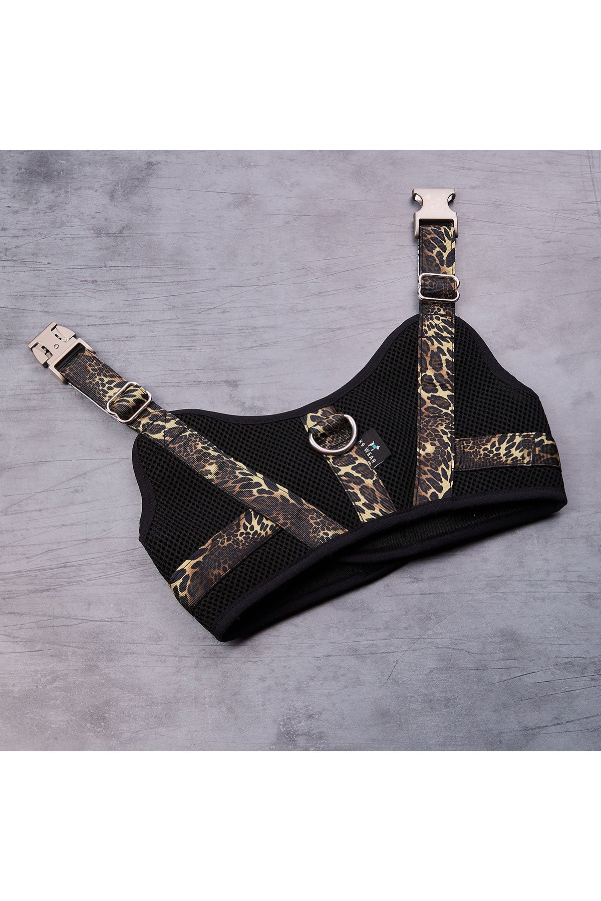Luxe Leopard Dog Harness Chestnut