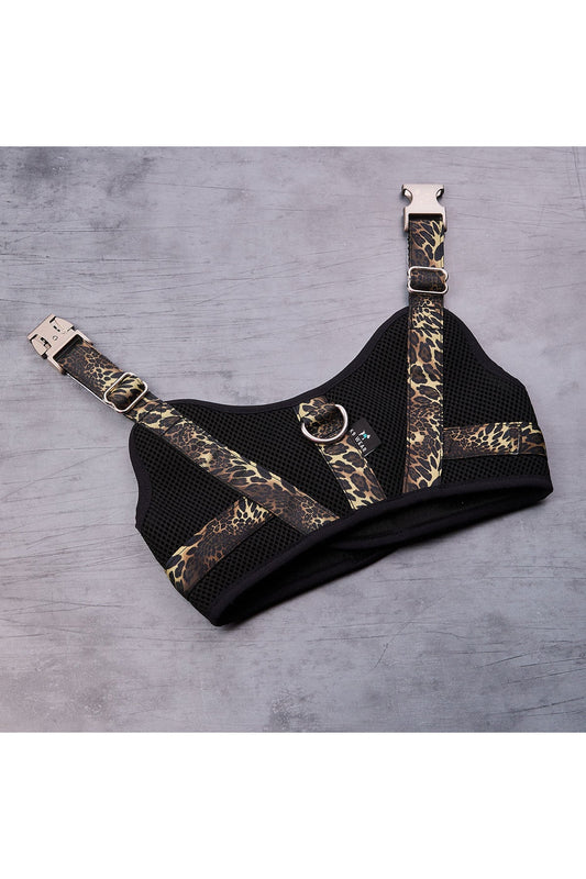 Luxe Leopard Dog Harness Chestnut