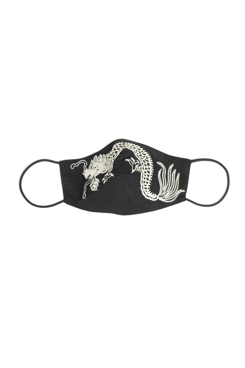 Buy Embroidered Dragon Face Mask in Black Online Black