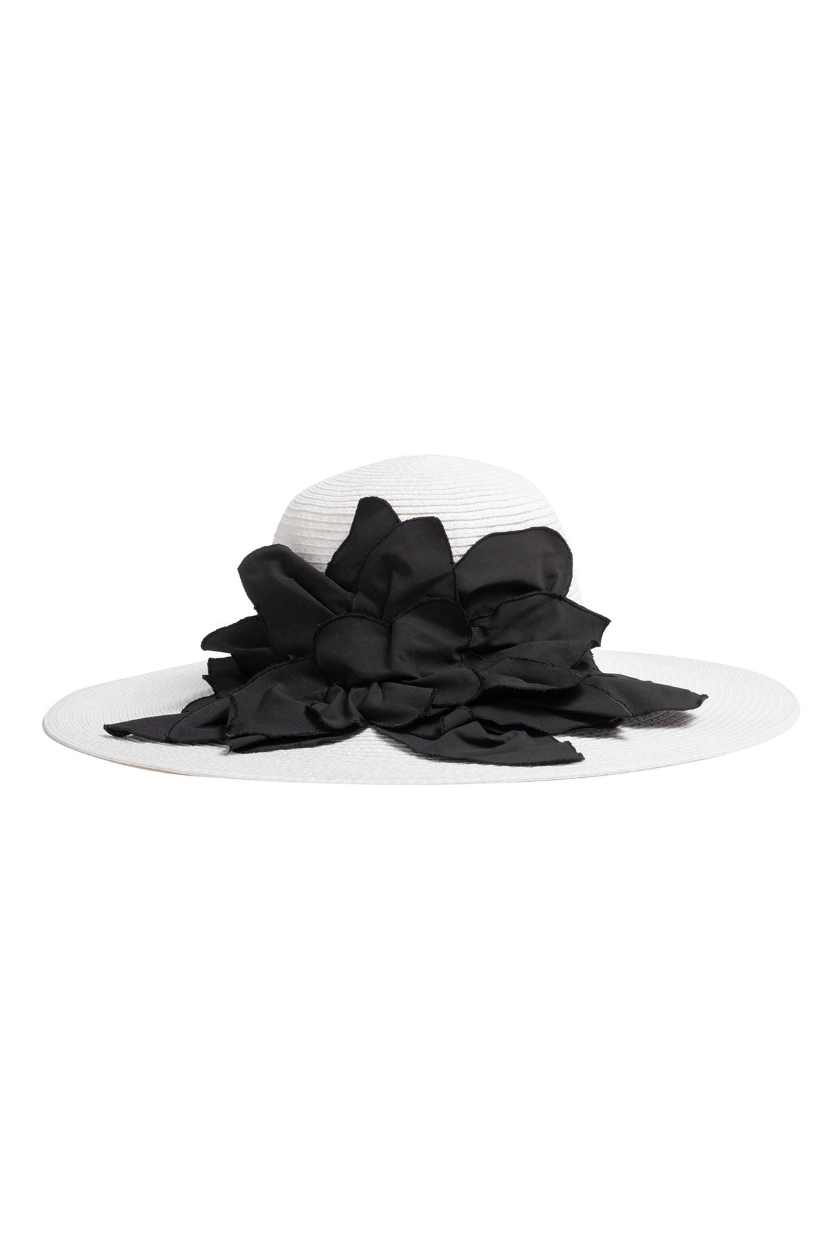 Techno Poplin Cut-Out 3D Applique Straw Hat White