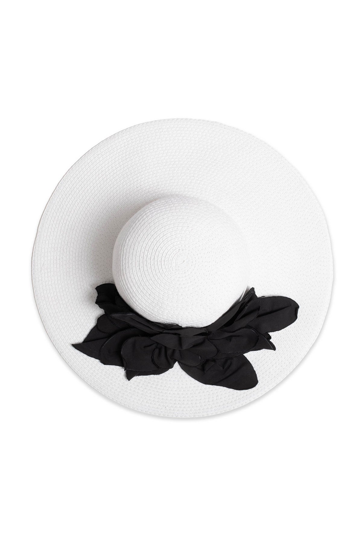 Techno Poplin Cut-Out 3D Applique Straw Hat White