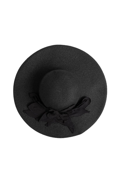 Techno Poplin Cut-Out 3D Applique Straw Hat Black