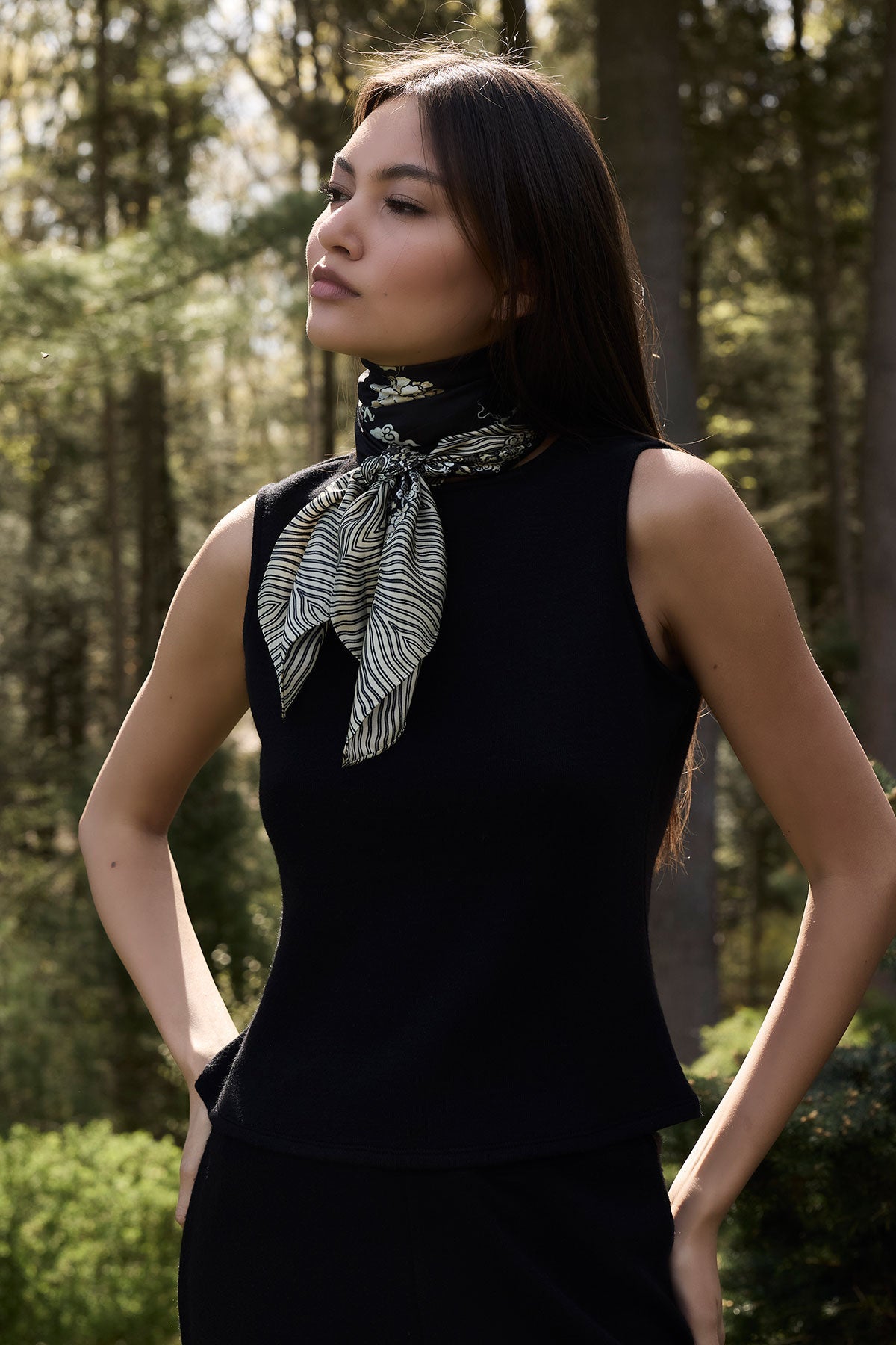 Silk Scarf Imperial Dragon Black/White