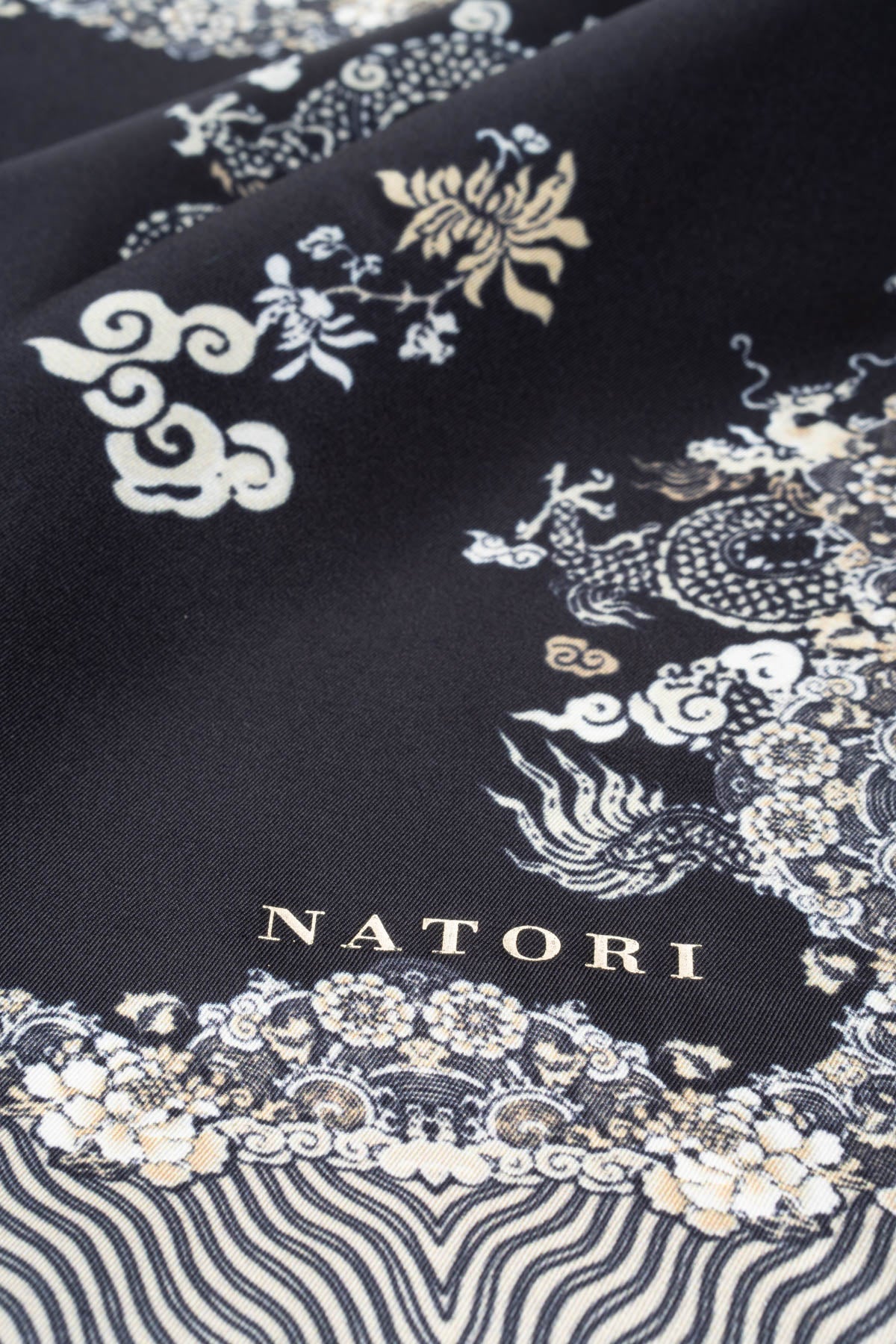 Silk Scarf Imperial Dragon Black/White