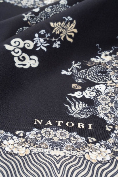 Silk Scarf Imperial Dragon Black/White