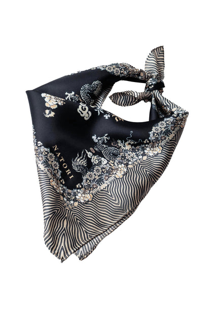 Silk Scarf Imperial Dragon Black/White