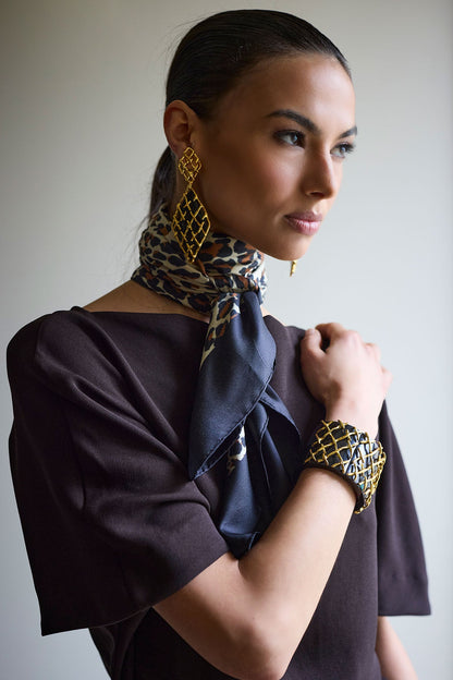 Silk Scarf Jaguar Natural/Black