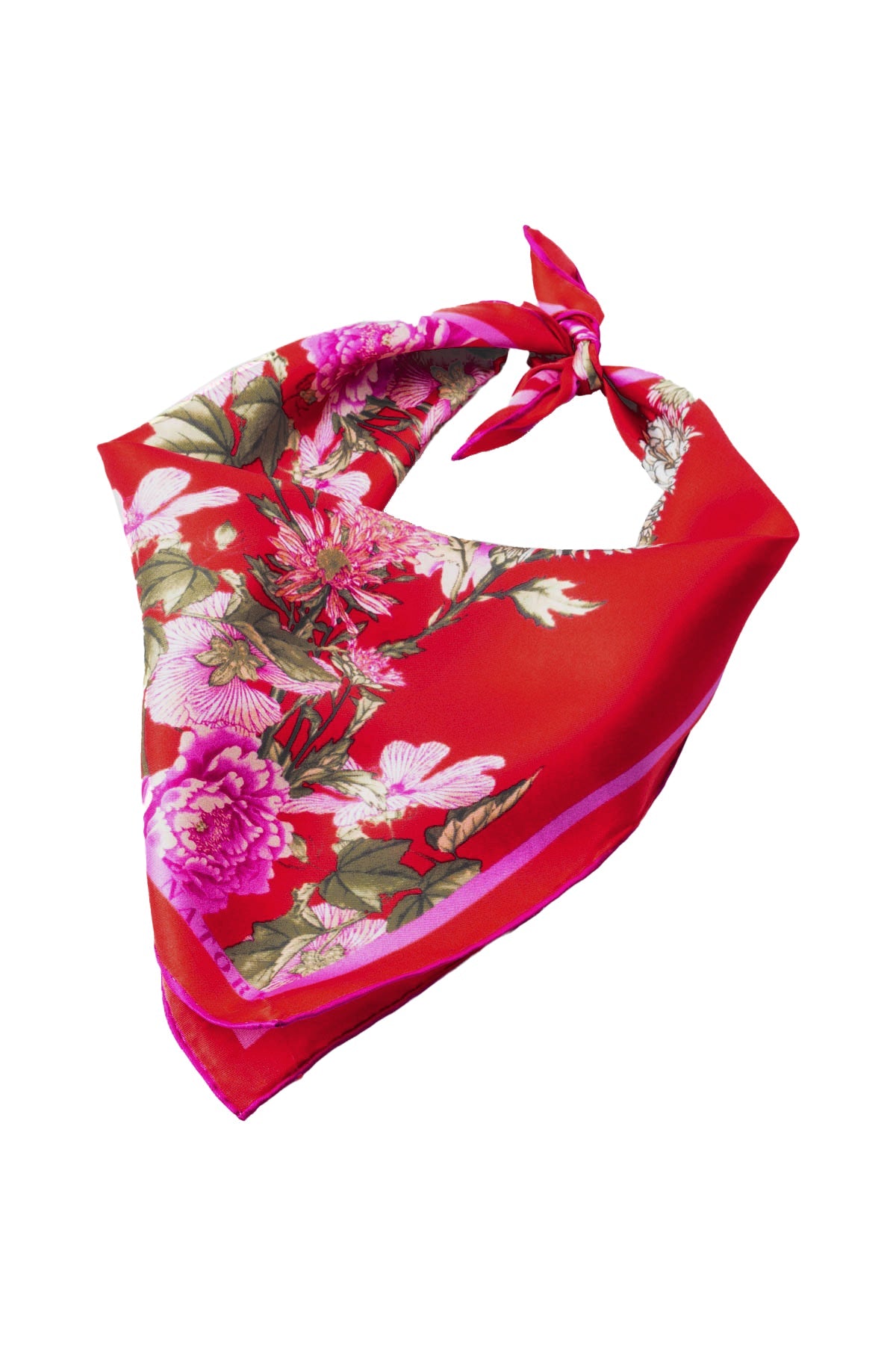 Silk Scarf Chrysanthemum Red
