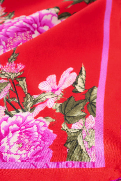 Silk Scarf Chrysanthemum Red