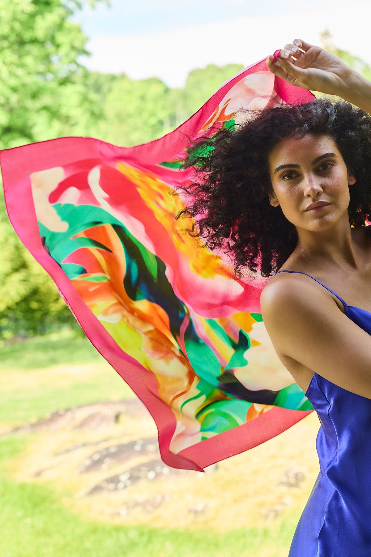 Silk Scarf Garbo Pink Multi