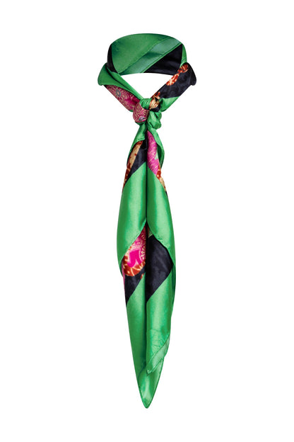 Silk Long Scarf Mikado Black Multi