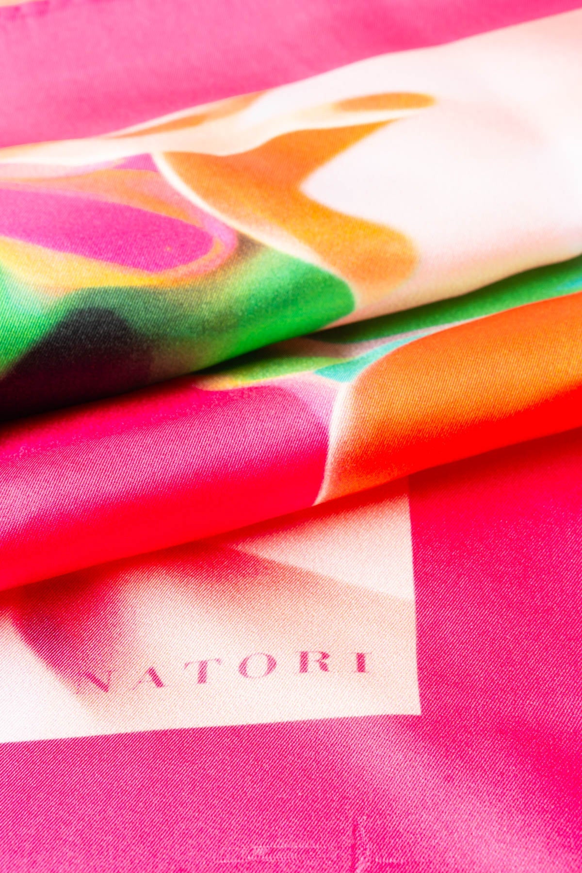Silk Long Scarf Garbo Pink Multi