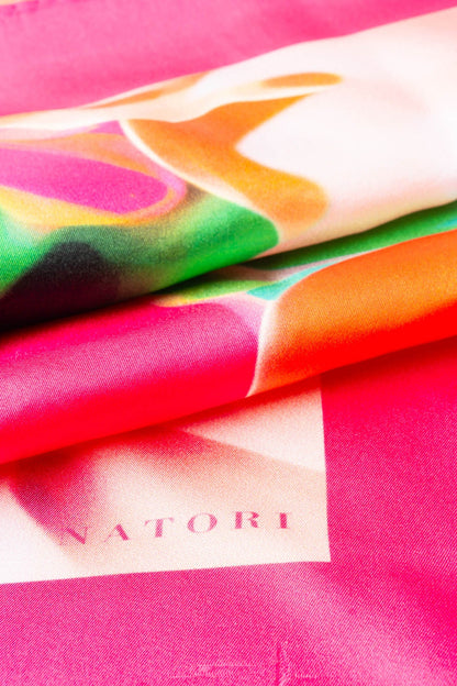 Silk Long Scarf Garbo Pink Multi