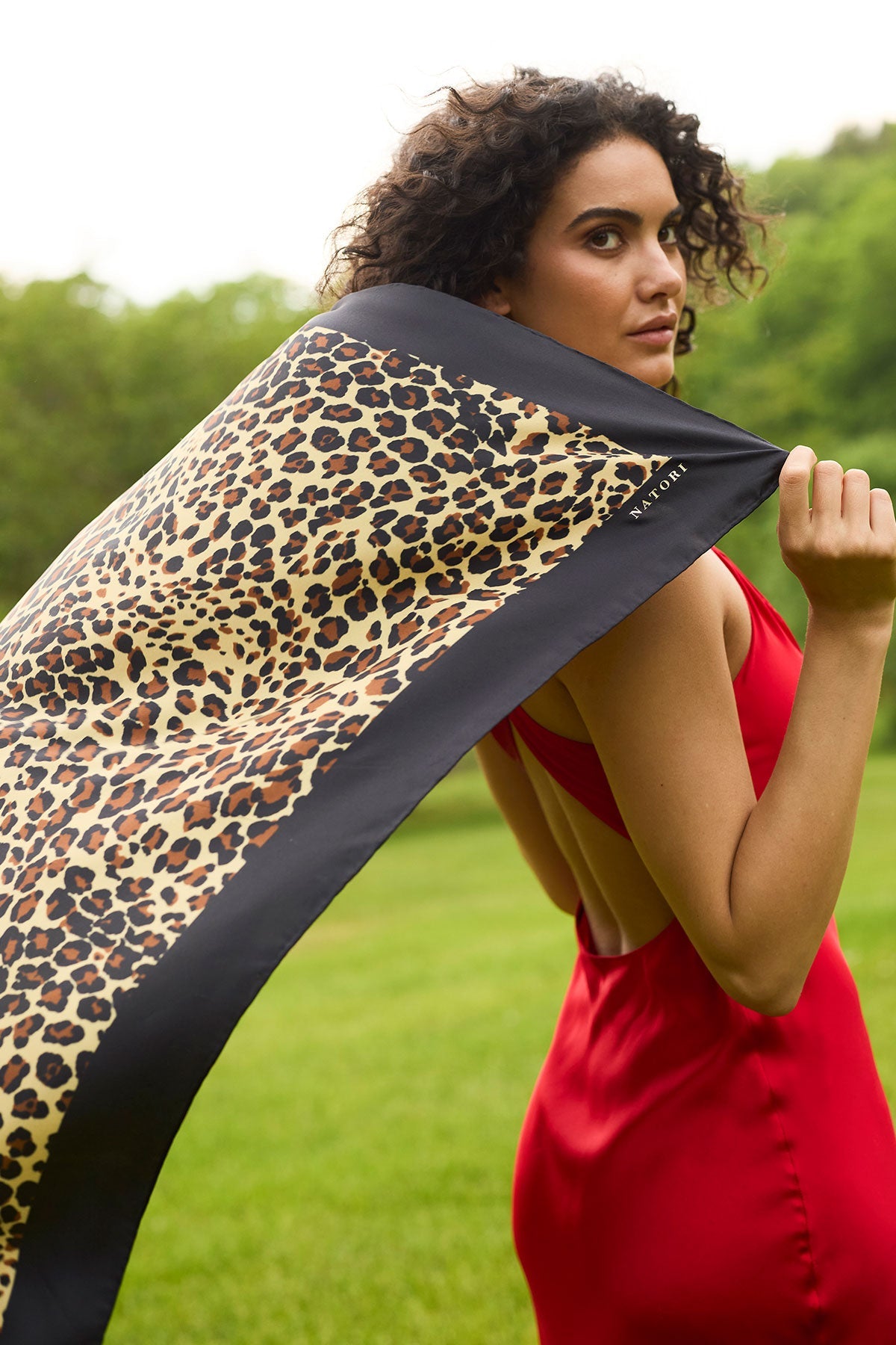 Silk Long Scarf Jaguar Natural/Black