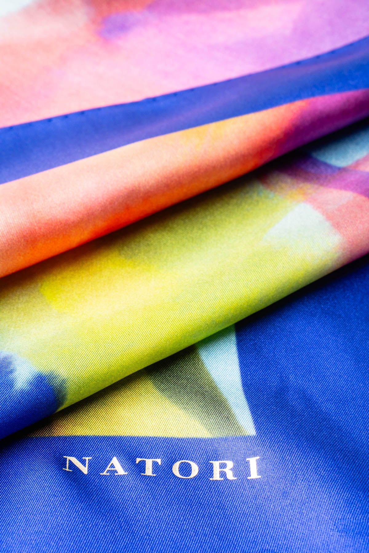 Silk Long Scarf Kumo Blue Multi
